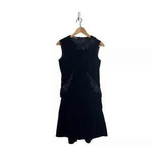 Alberta Ferretti Dress Velvet Floral Embroider Beaded